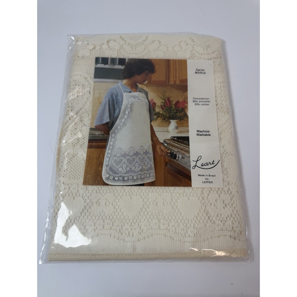 Leart Lace Apron Maria Cooking Hearts Flowers Made Brazil Vintage